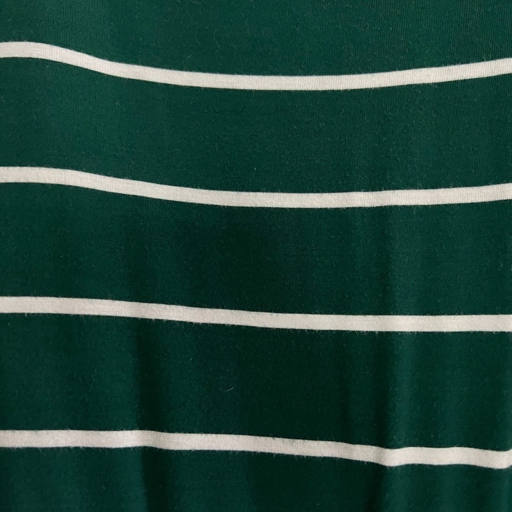 small ankle length maxi green and white striped dress, has pockets! - Picture 4 of 4